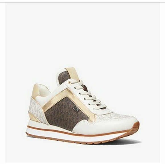 Michael Kors Women's Mixed Media Trainer Sneakers Vanil/Brown - Picture 1 of 4